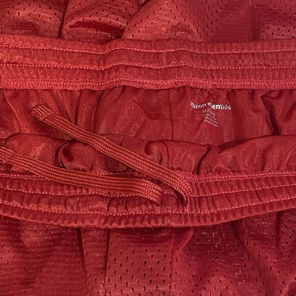 New Mens Athletic Mesh Shorts XL Jersey Pockets Red Gym Basketball - Picture 5 of 11